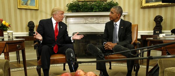 El presidente electo de EEUU, Donald Trump, y el presidente actual de EEUU, Barack Obama - Sputnik Mundo