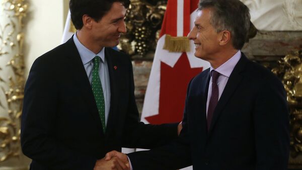 Mauricio Macri, el presidente de Argentina, y Justin Trudeau, el primer ministro de Canadá - Sputnik Mundo