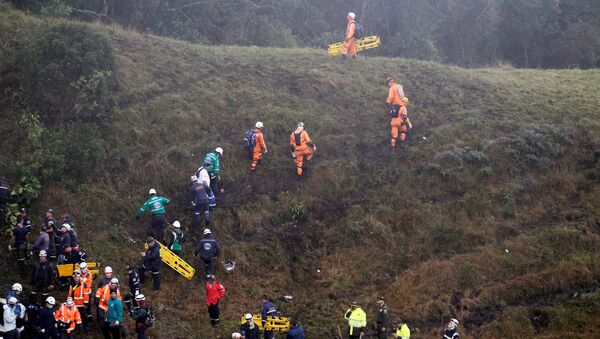 Rescatistas en la zona del siniestro del avión con futbolistas del Chapecoense - Sputnik Mundo