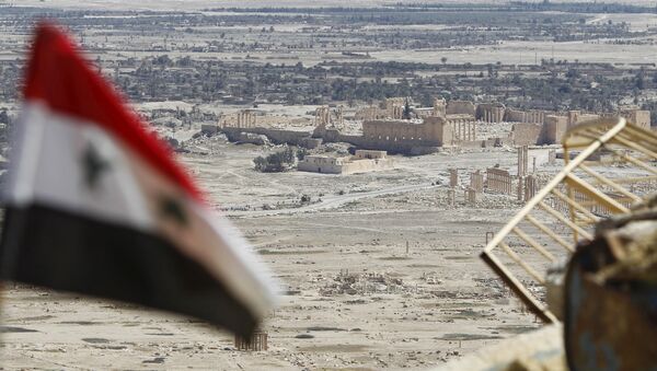 Bandera de Siria en Palmira, Homs (archivo) - Sputnik Mundo