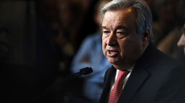 UN Secretary-General-designate Mr. Antonio Guterres of Portugal speaks to members of the media after being sworn in at UN headquarters in New York - Sputnik Mundo