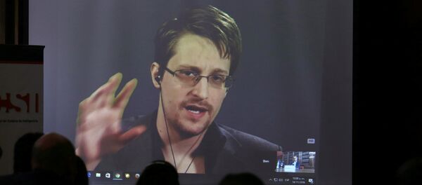 Edward Snowden durante una conferencia - Sputnik Mundo