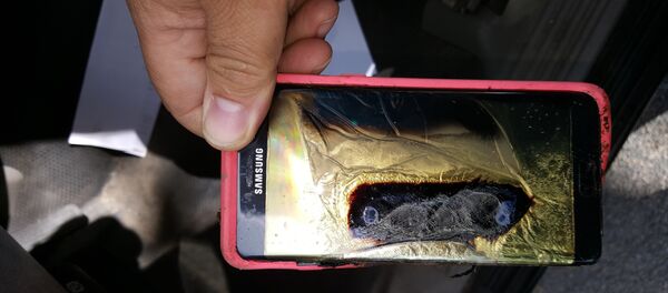 Un Galaxy Note 7 quemado Un Galaxy Note 7 quemado - Sputnik Mundo