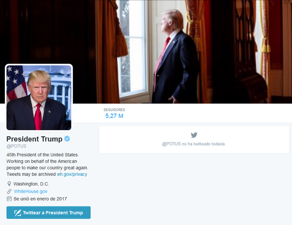 Cuenta de Twitter oficial de Donald Trump, presidente de EEUU - Sputnik Mundo