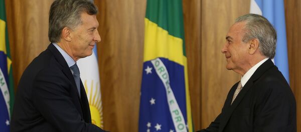 La visita del presidente argentino Mauricio Macri a la ciudad brasileña de Brasilia para reunirse con el mandatario Michel Temer - Sputnik Mundo