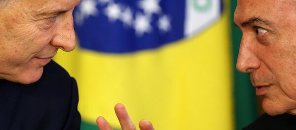 Presidente de Argentina, Mauricio Macri, y presidente de Brasil, Michel Temer - Sputnik Mundo
