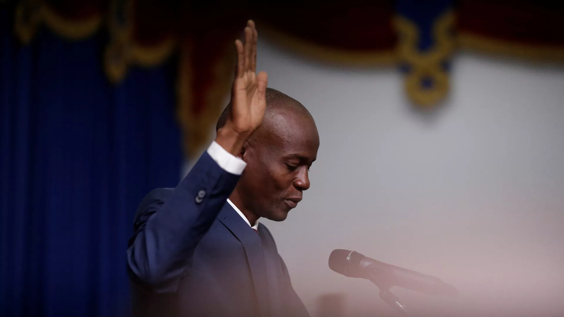 Haitian President Jovenel Moise takes the oath of office during his inauguration in Port-au-Prince, Haiti February 7, 2017