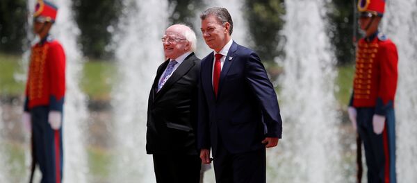 Michael D. Higgins, presidente de Irlanda, y Juan Manuel Santos, presidente de Colomia - Sputnik Mundo