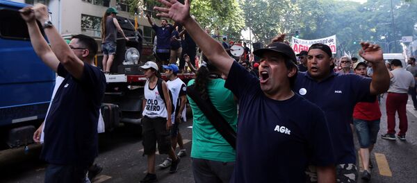 Una huelga de trabajadores en Buenos Aires (archivo) - Sputnik Mundo