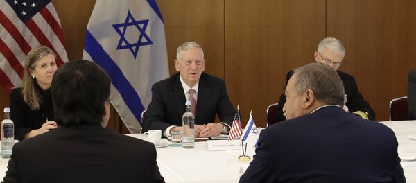U.S. Secretary of Defense Jim Mattis, center, talks to Israeli Defence Minister Avigdor Lieberman prior to the Munich Security Conference in Munich, southern Germany, Friday, Feb. 17, 2017. - Sputnik Mundo