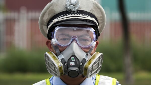 Policía chino en el municipio Tianjin, China, 15 de agosto de 2015. - Sputnik Mundo