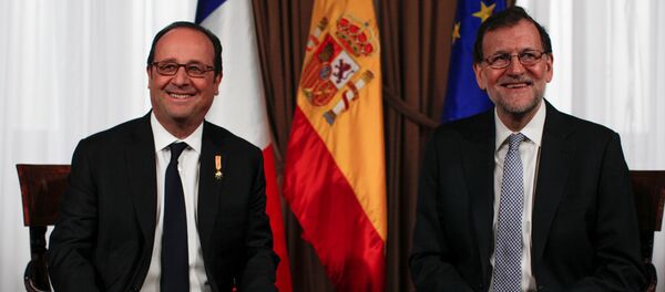 François Hollande, presidente de Francia, y Mariano Rajoy, primer ministro de España - Sputnik Mundo