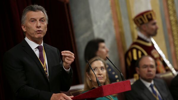 Mauricio Macri, presidente de Argentina, en el Senado de España Mauricio Macri, presidente de Argentina, en el Senado de España - Sputnik Mundo