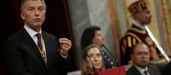 Mauricio Macri, presidente de Argentina, en el Senado de España Mauricio Macri, presidente de Argentina, en el Senado de España - Sputnik Mundo