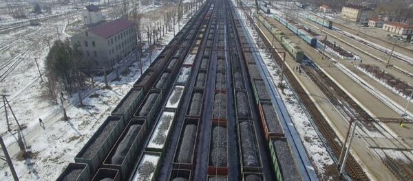 Cientos de coches de carbón bloqueados en Donbás (vídeo) - Sputnik Mundo