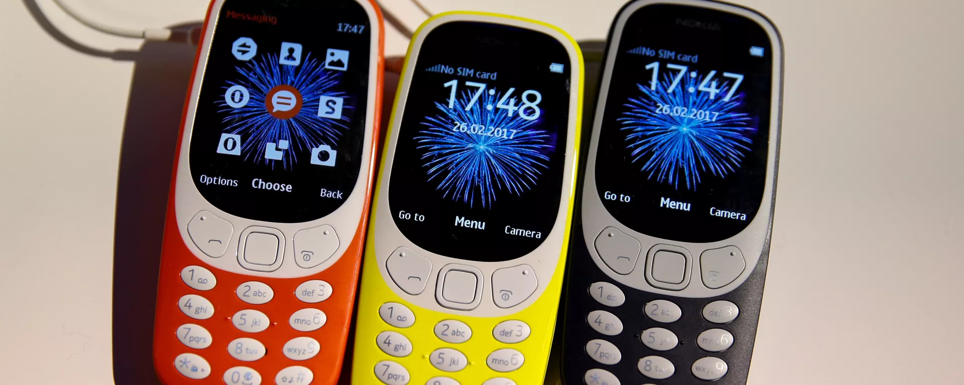 Nokia 3310 devices are displayed after their presentation ceremony at Mobile World Congress in Barcelona, Spain, February 26, 2017. Nokia 3310 devices are displayed after their presentation ceremony at Mobile World Congress in Barcelona, Spain, February 26, 2017. - Sputnik Mundo, 1920, 08.08.2021