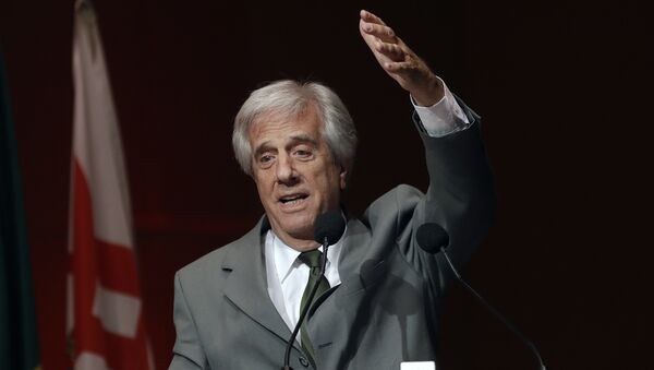 Uruguay's President Tabare Vazquez speaks during an economic seminar with Brazilian and Uruguayan businessmen in Sao Paulo, Brazil - Sputnik Mundo