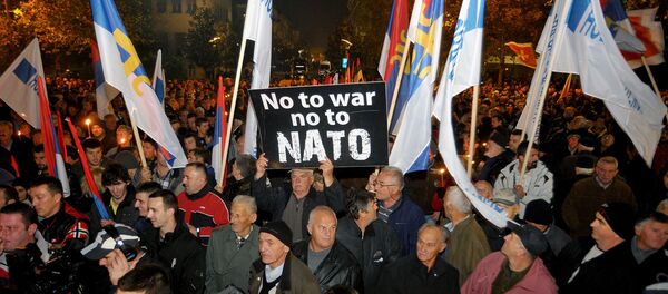Protestas contra la adhesión de Montenegro a la OTAN en Podgorica, 12 de diciembre de 2015. - Sputnik Mundo