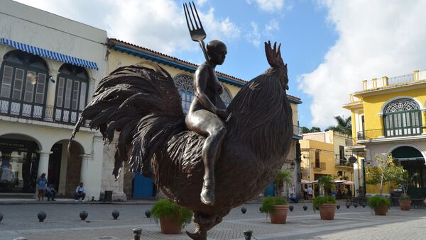 Monumento en la plaza Vieja, La Habana, Cuba. - Sputnik Mundo