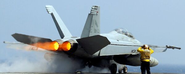Caza F-18 en el portaviones USS Carl Vinson - Sputnik Mundo
