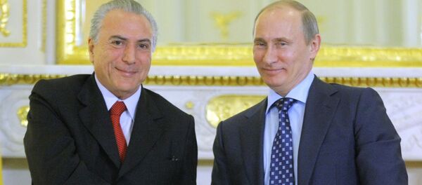 Presidente de Brasil, Michel Temer, y presidente de Rusia, Vladímir Putin (Archivo) - Sputnik Mundo