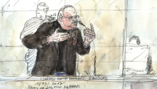 Esbozo de Ilich Ramírez Sánchez, más conocido como 'El Chacal', en la corte - Sputnik Mundo