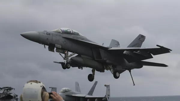 Un F/A-18E de la Armada de EEUU - Sputnik Mundo