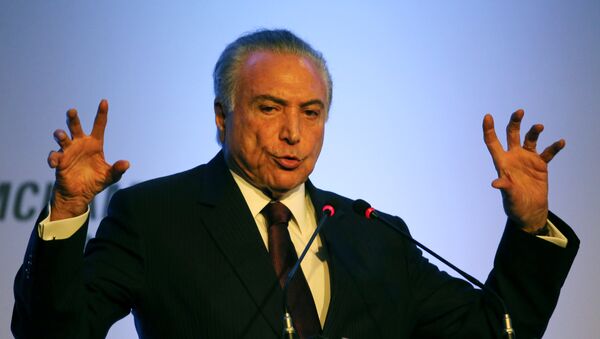 Brazil's President Michel Temer speaks during the American Chamber of Commerce (AMCHAM) meeting in Sao Paulo, Brazil, March 20, 2017 - Sputnik Mundo