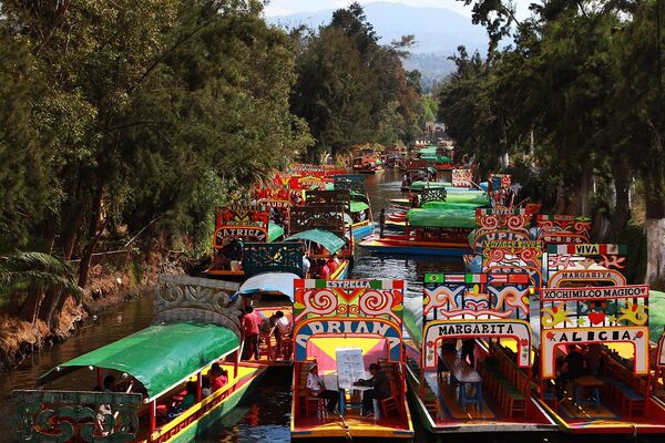 Trajineras en los canales de Xochimilco - Sputnik Mundo