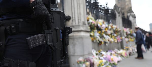 Policía británico cerca del Palacio de Westminster - Sputnik Mundo