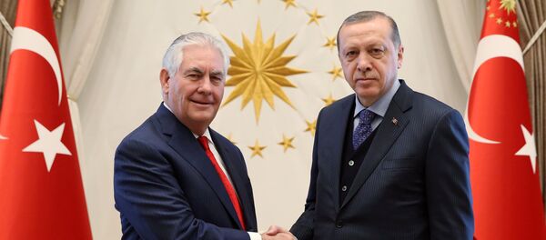 Erdogan junto con Tillerson, secretario de Estado norteamericano - Sputnik Mundo