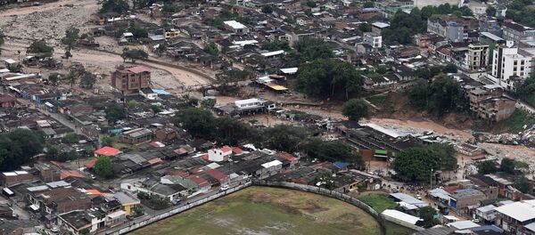 La vista aérea de la zona inundada - Sputnik Mundo