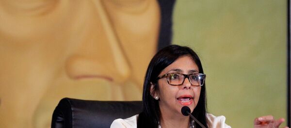Venezuela's Foreign Minister Delcy Rodriguez talks to the media during a news conference in Caracas Venezuela's Foreign Minister Delcy Rodriguez talks to the media during a news conference in Caracas - Sputnik Mundo
