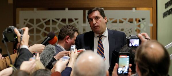 Deputy Russian U.N. Ambassador Vladimir Safronkov departs after U.N. Security Council consultations regarding a deadly gas attack in Syria at U.N. headquarters in New York, U.S. - Sputnik Mundo