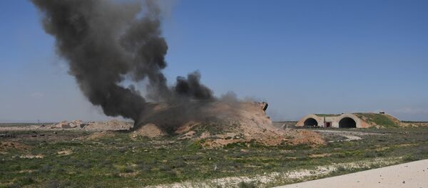 Consecuencias del ataque de EEUU contra la base de la Fuerza Aérea siria Shairat Consecuencias del ataque de EEUU contra la base de la Fuerza Aérea siria Shairat - Sputnik Mundo