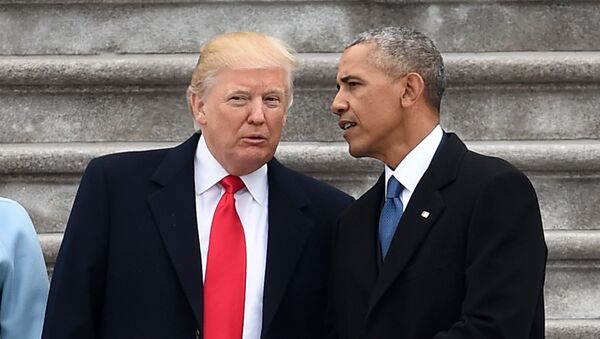 Donald Trump, actual presidente de EEUU, y el expresidente Barack Obama (archivo) - Sputnik Mundo