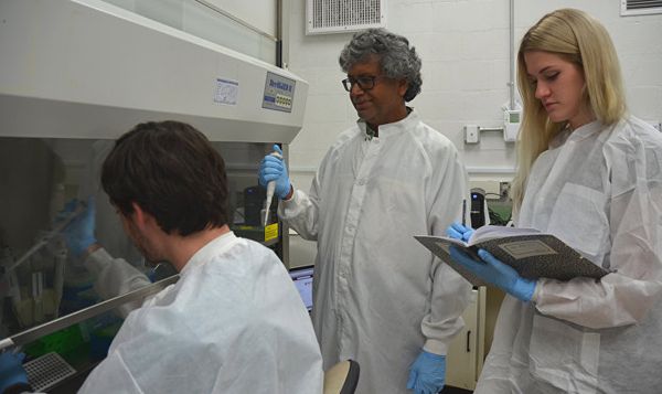 Kasthuri Venkateswaran, científico investigador principal en el JPL trabajando con el resto de su equipo Kasthuri Venkateswaran, científico investigador principal en el JPL trabajando con el resto de su equipo - Sputnik Mundo