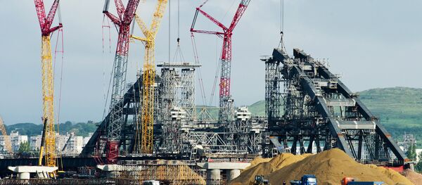 Construcción de puente de Crimea - Sputnik Mundo