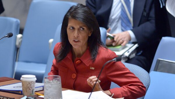 US Ambassador to the UN and current UN Security Council president, Nikki Haley arrives for a United Nations Security Council meeting on Syria, at the UN headquarters in New York - Sputnik Mundo