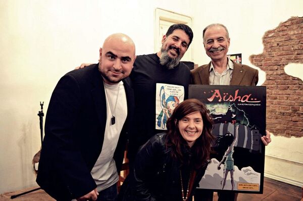 Daniel Devita, Caíto Onnainty, Anita Zen y el embajador palestino en Argentina, Husni M.A. Abdel Wahed Daniel Devita, Caíto Onnainty, Anita Zen y el embajador palestino en Argentina, Husni M.A. Abdel Wahed - Sputnik Mundo