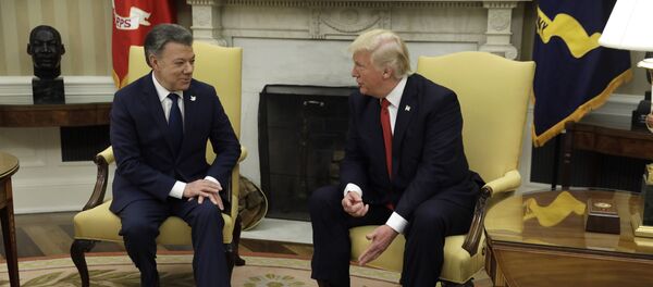 Presidente de Colombia, Juan Manuel Santos, y presidente de EEUU, Donald Trump - Sputnik Mundo