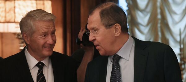 Thorbjorn Jagland, secretario general del Consejo de Europa y Serguéi Lavrov, canciller ruso Thorbjorn Jagland, secretario general del Consejo de Europa y Serguéi Lavrov, canciller ruso - Sputnik Mundo