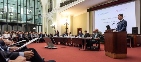 El Foro Empresarial Hispano-Ruso, en la sede de la Cámara de Comercio de Moscú El Foro Empresarial Hispano-Ruso, en la sede de la Cámara de Comercio de Moscú - Sputnik Mundo