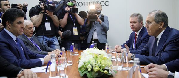 El primer ministro del Kurdistán iraquí, Nechirvan Barzani y el canciller ruso, Serguéi Lavrov en SPIEF. El primer ministro del Kurdistán iraquí, Nechirvan Barzani y el canciller ruso, Serguéi Lavrov en SPIEF. - Sputnik Mundo