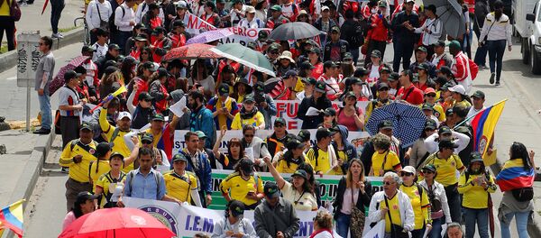 Maestros protestando en Bogotá, Colombia (archivo) - Sputnik Mundo