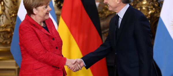 Angela Merkel, canciller alemana, y su homólgo argentino, Mauricio Macri - Sputnik Mundo