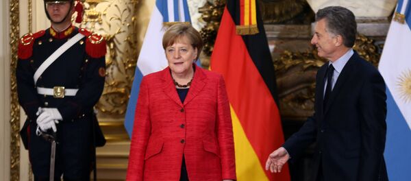 Angela Merkel, canciller alemana, y su homólgo argentino, Mauricio Macri - Sputnik Mundo