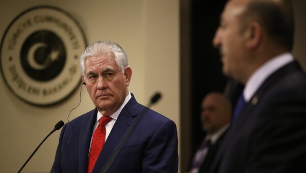 Rex Tillerson, secretario de Estado de EEUU (a la izquierda) y Mevlut Cavusoglu, ministro de Exteriores de Turquía (a la derecha) - Sputnik Mundo