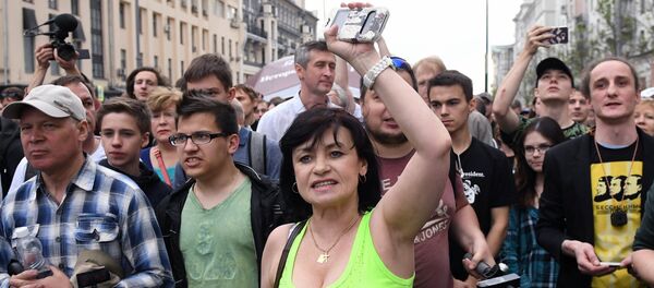 La manifestación no autorizada en la calle Tverskaya de Moscú - Sputnik Mundo