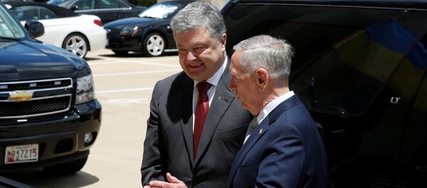Secretario de Defensa de EEUU, James Mattis, y presidente de Ucrania, Petró Poroshenko - Sputnik Mundo
